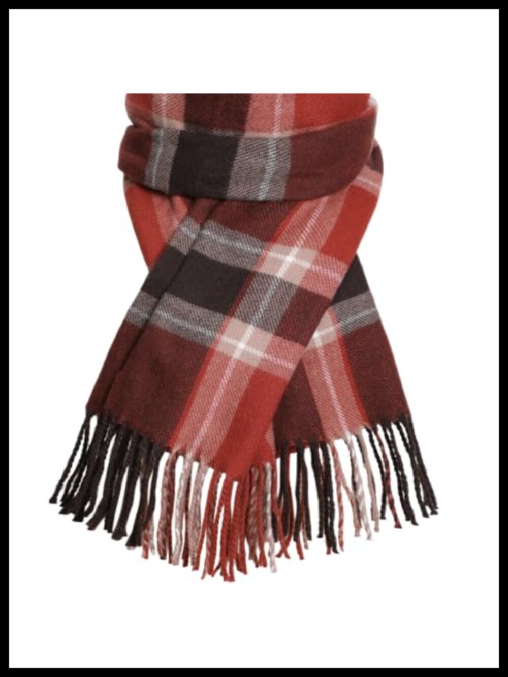 Women's Soft Oversized Plaid Blanket Scarf Fringe Shawl Wrap